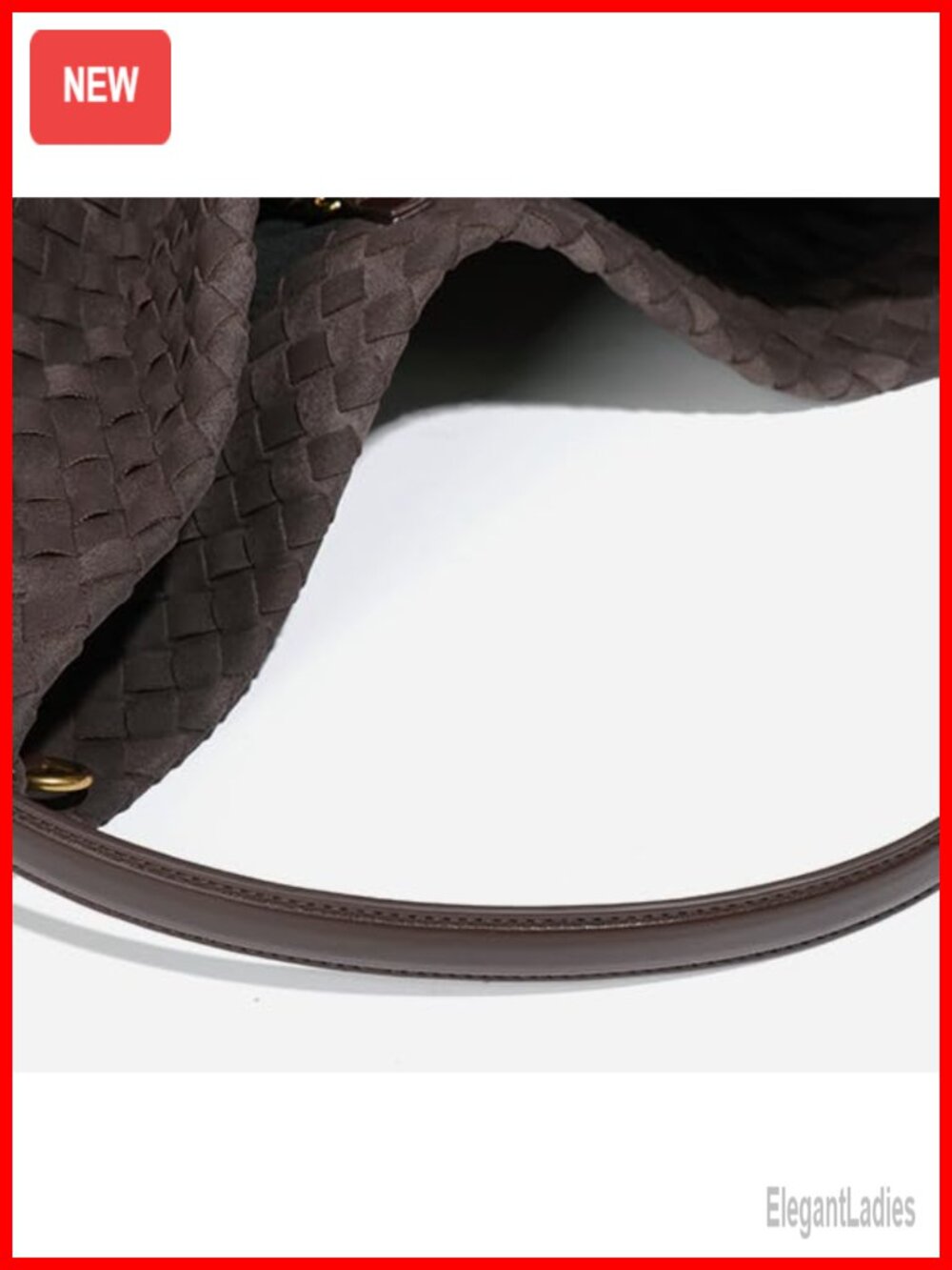Faux Suede Woven Hobo Bag Shoulder Tote Satchel - Picture 3 of 5